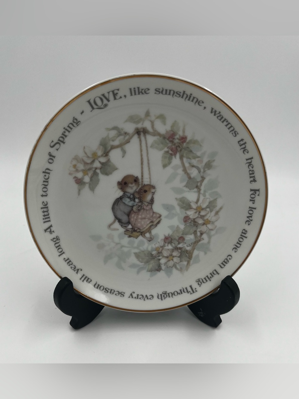 Collectable Lasting Memories Porcelain Mice on Swing 6” Plate WWA Inc Japan